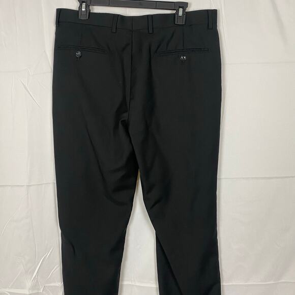 Men’s 100% Wool Dress Pants 35x28 Black No Pleat Tailored Business Slacks - Picture 5 of 8